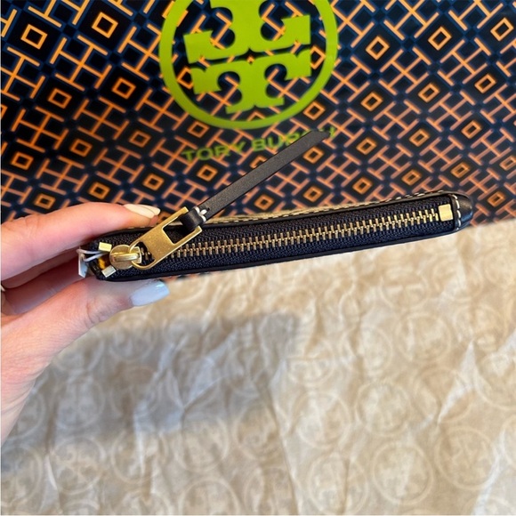 Tory Burch T Monogram Jacquard Card Case Tory Navy Gold - Picture 4 of 9